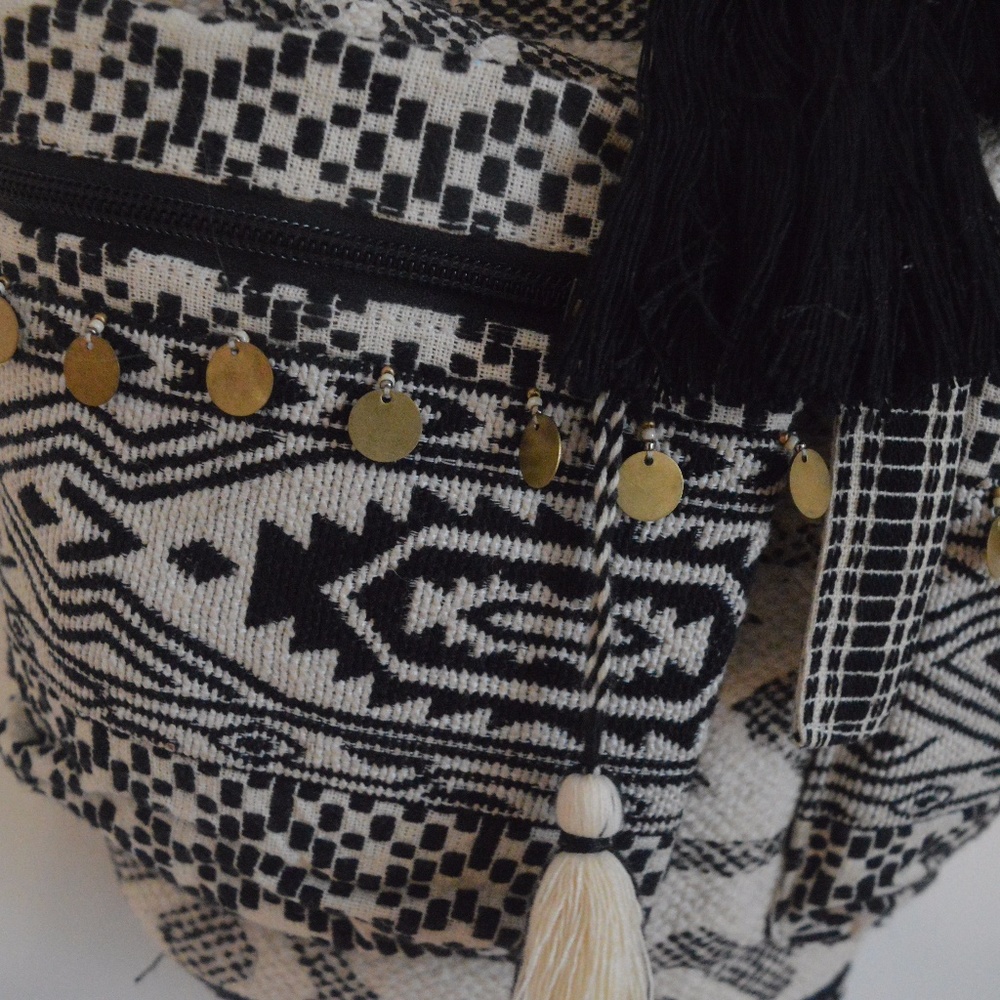 Mossimo Supply Co. Black and Cream Patterned Boho Backpack - Picture 3 of 5